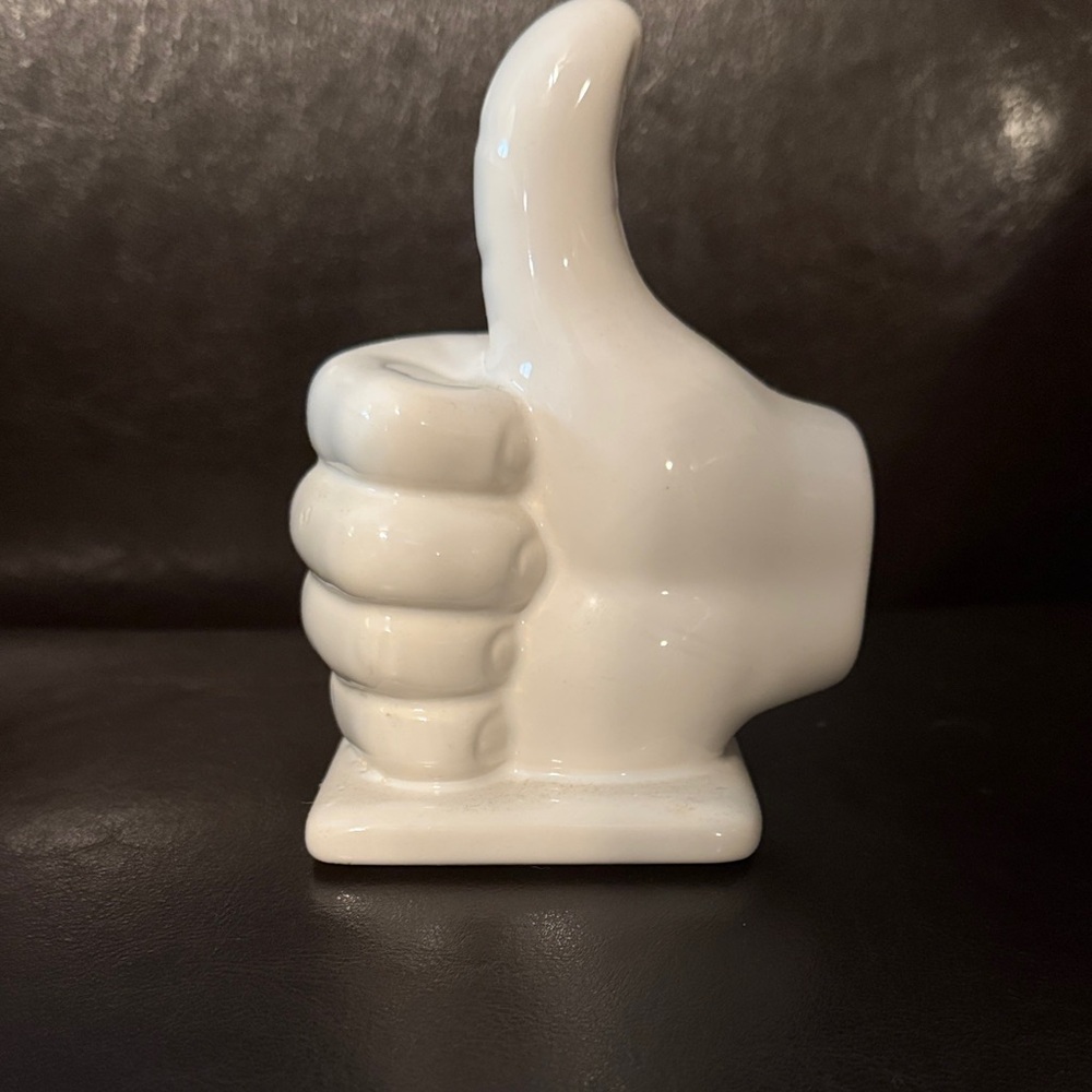 White Thumbs Up Ceramic Decor